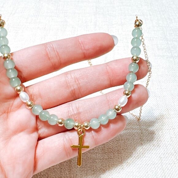 Bohemian beaded cross necklace N506 - Picture 3 of 3